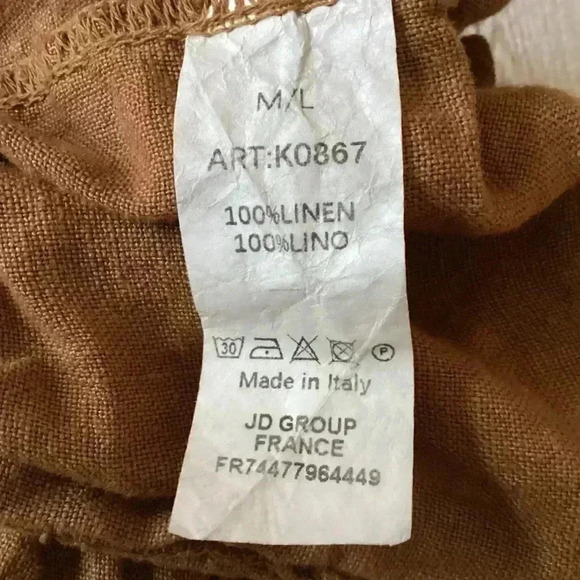 Oraije Paris Brown Linen shorts Size M/L Made in ITALY High Waist paper Bag - Picture 8 of 8